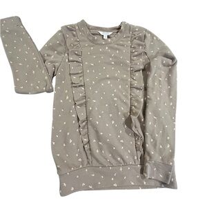 Lauren Conrad Crewneck Sweatshirt XS Mocha Floral Cotton Knit Ruffles Pullover